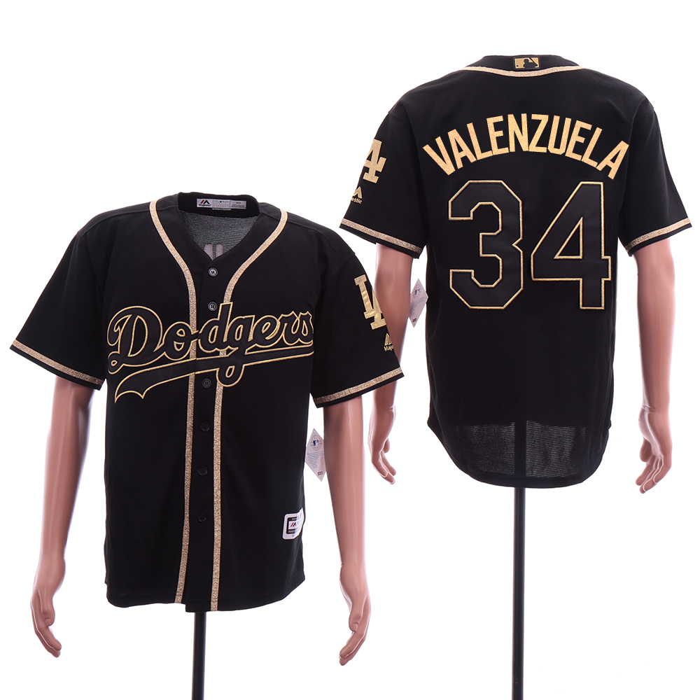 Men Los Angeles Dodgers #34 Valenzuela Black Elite MLB Jerseys